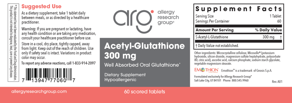Product image for Acetyl-Glutathione 300 mg.
