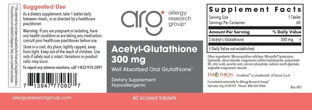 Product image for Acetyl-Glutathione 300 mg.