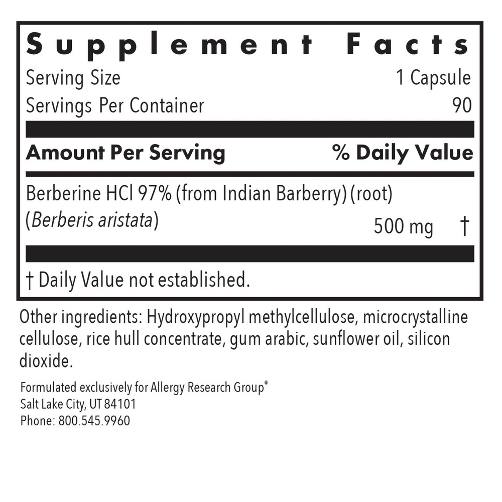 Product image for Berberine (Berberine HCl) 500 mg.