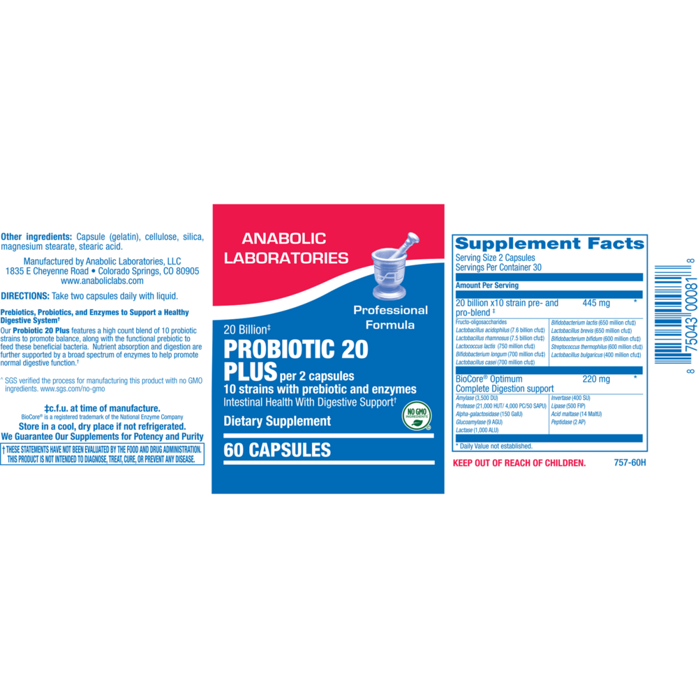 Product image for Probiotic 20 Plus.