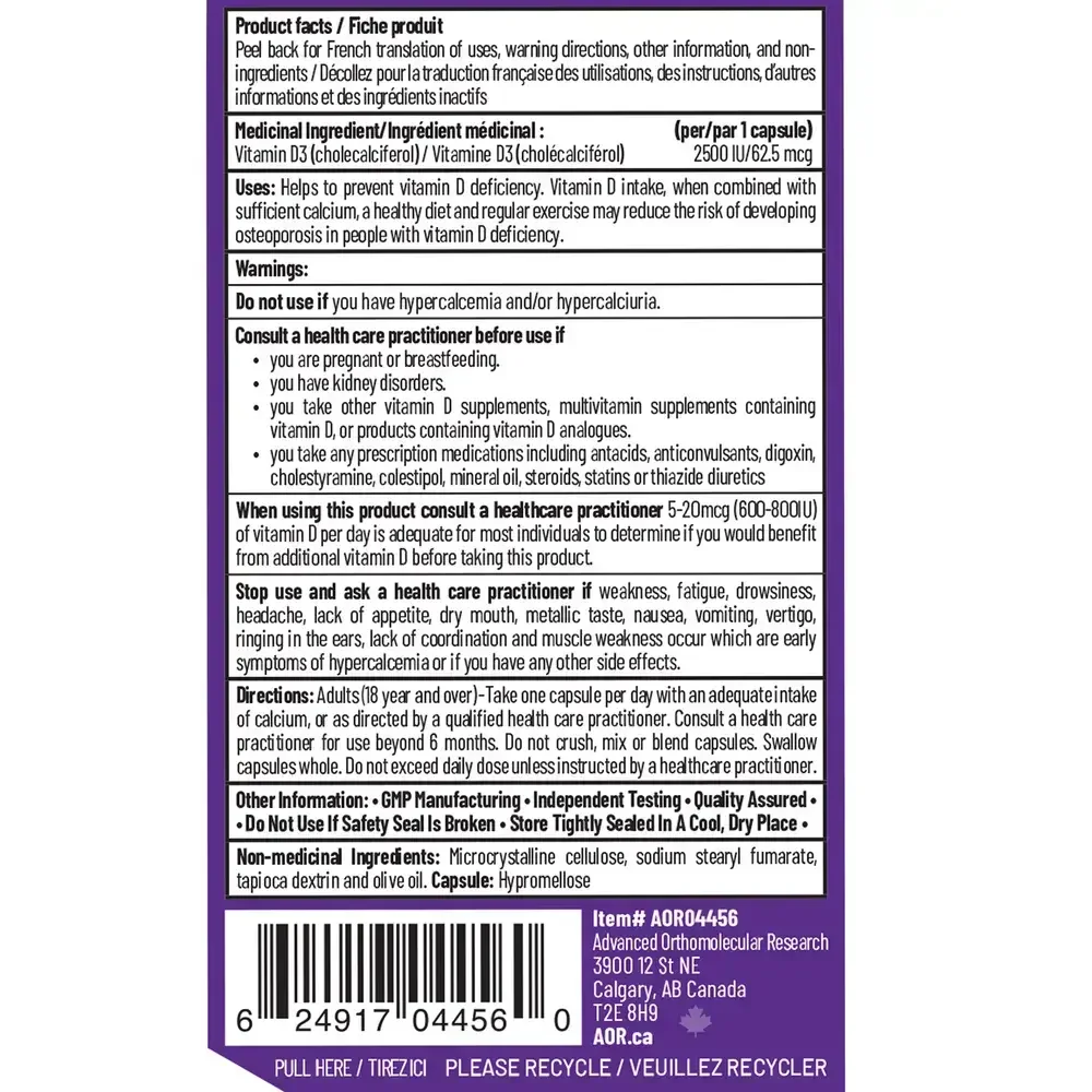 Product image for Vitamin D3 2500IU.