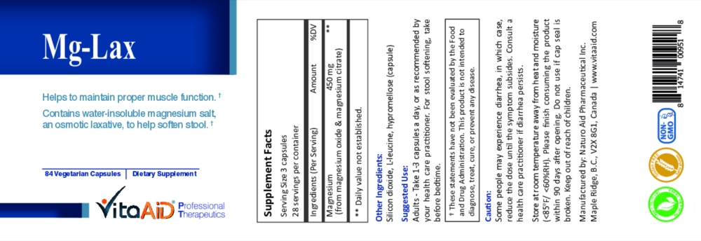 Product image for Mg-Lax (Gentle Stool Softener).