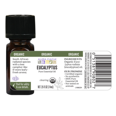Eucalyptyus Organic Essential Oil 0.25 Ounces