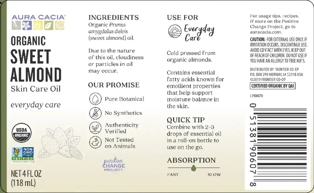 Product image for Sweet Almond Organic Skin Care Oil.