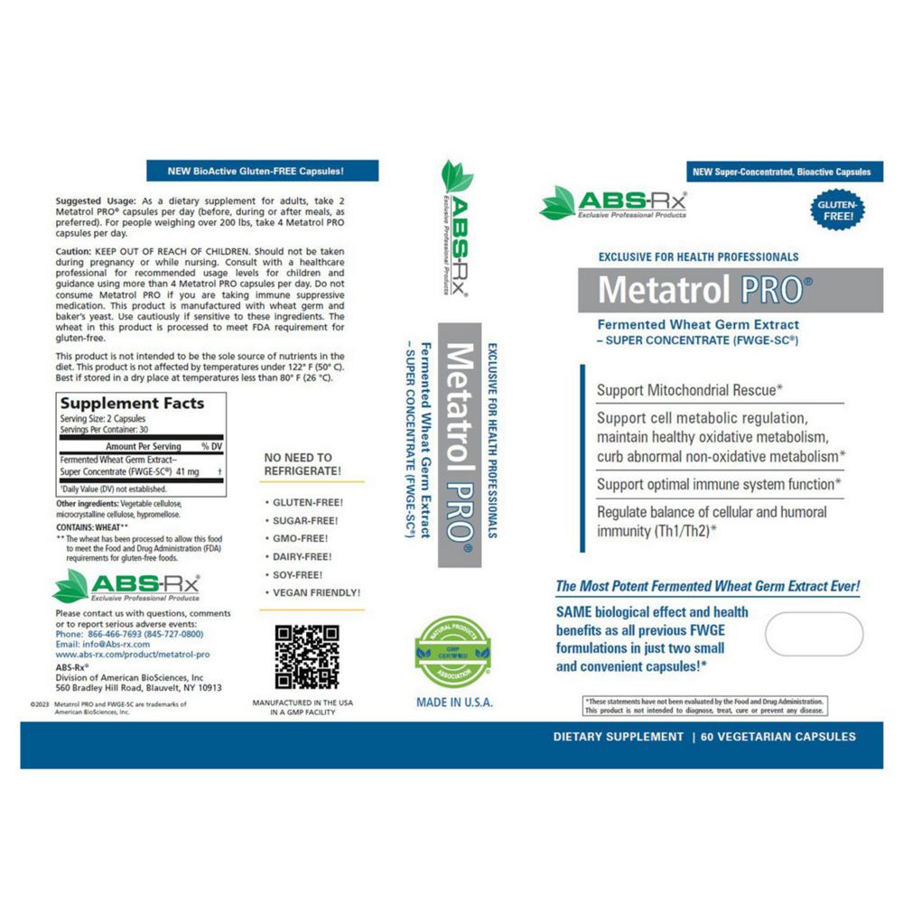 Product image for Metatrol Pro Fermented Wheat Germ Extract.
