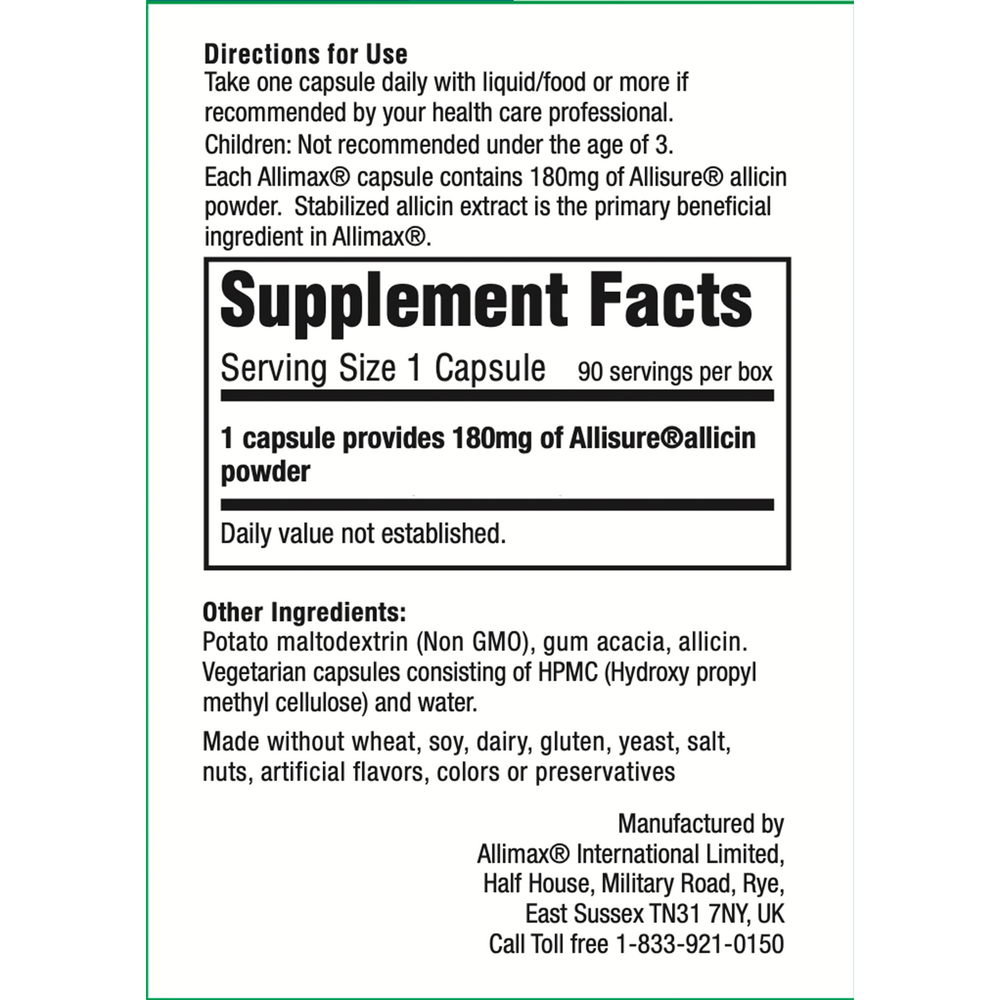Product image for Allimax Capsules.