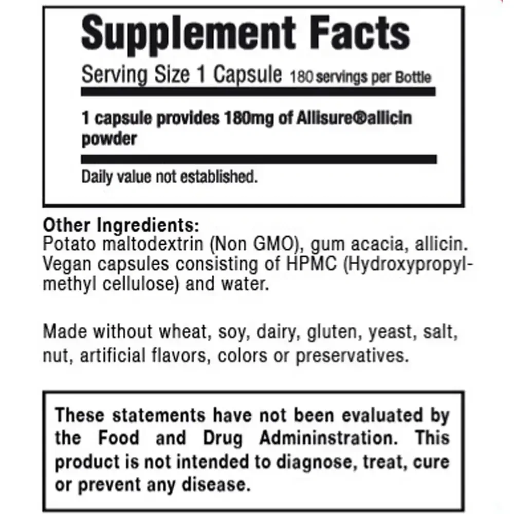 Product image for Allimax 100% Allicin 180mg.