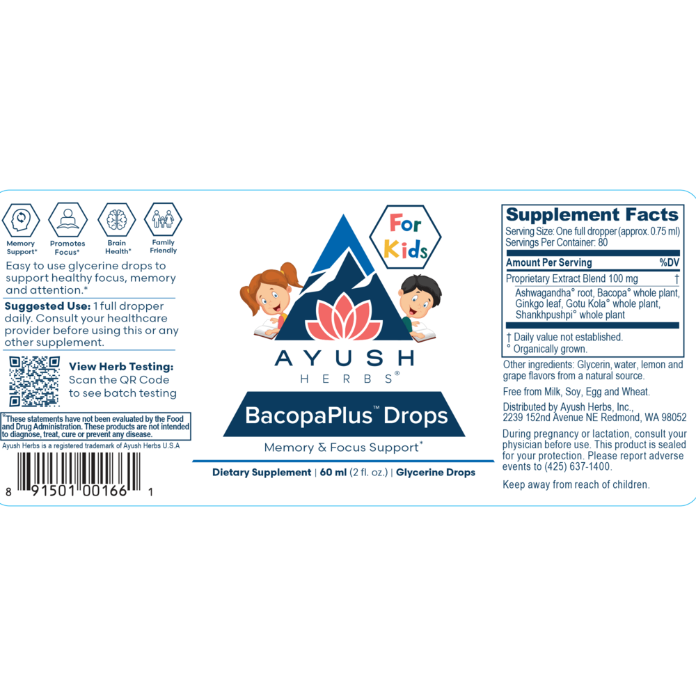 Product image for BacopaPlus Kids Drops.