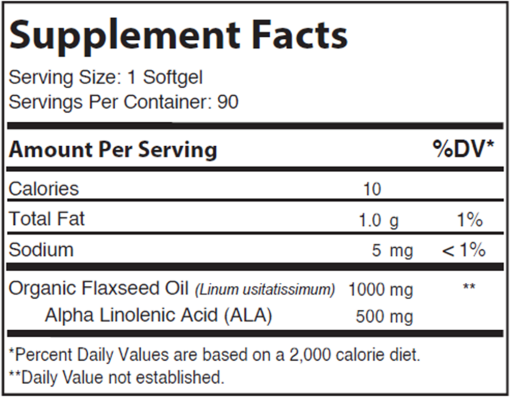 Product image for Flax Seed Oil 1000mg - Organic.