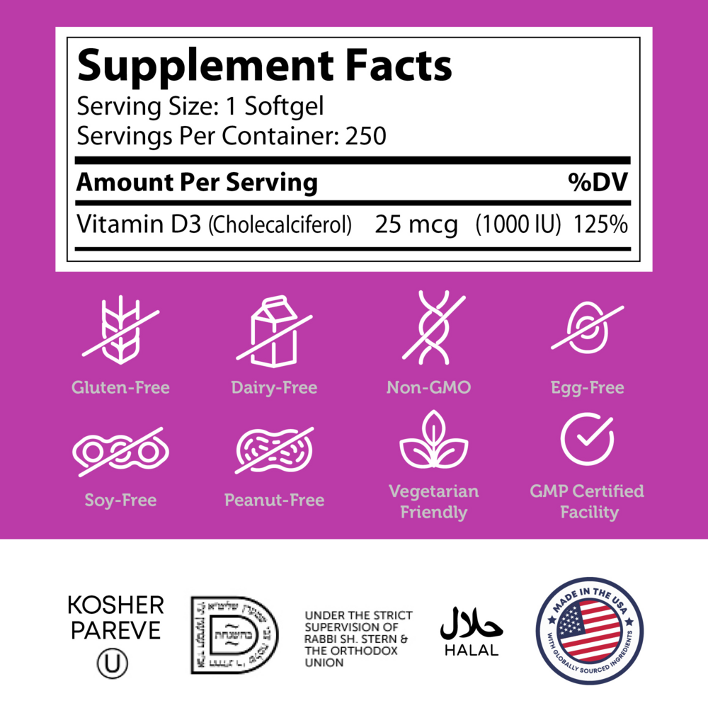 Product image for Vitamin D3 1000IU.