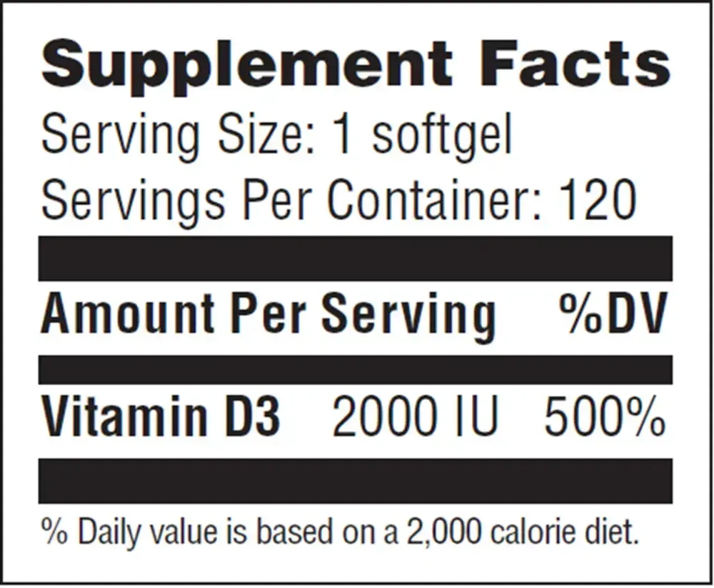 Product image for Vitamin D3 2000IU.