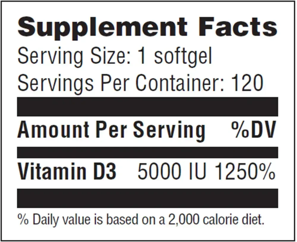 Product image for Vitamin D3 5000IU.
