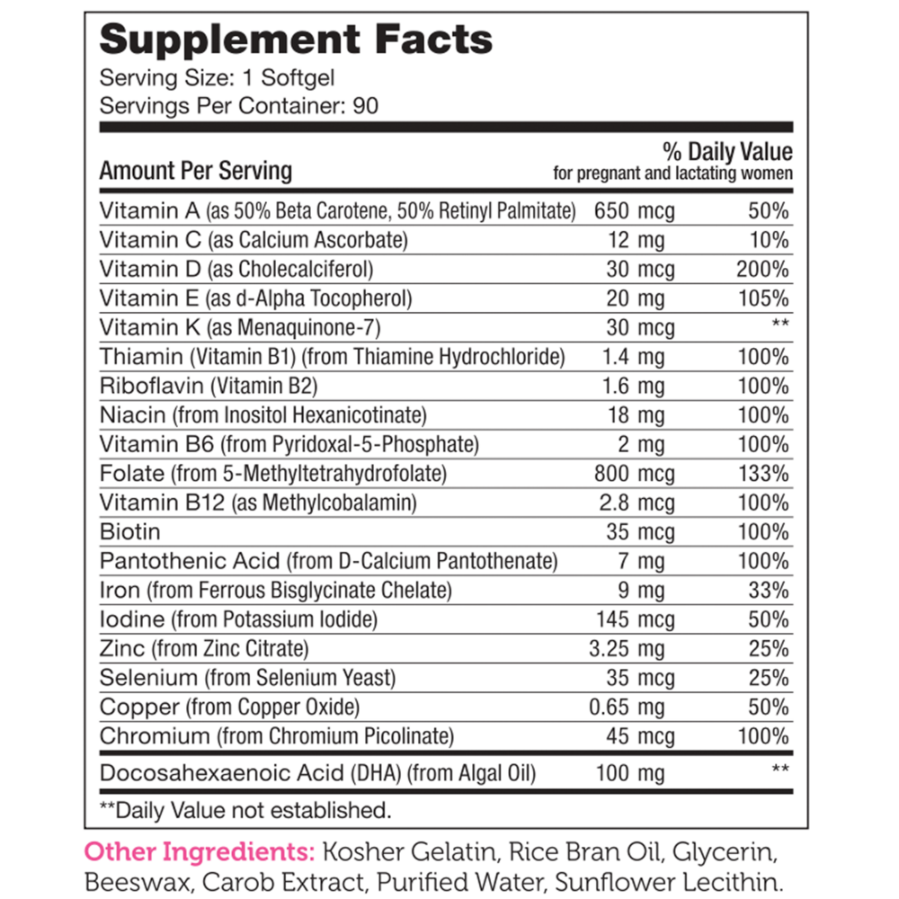 Product image for Mighty Mini Prenatal + DHA 100mg.