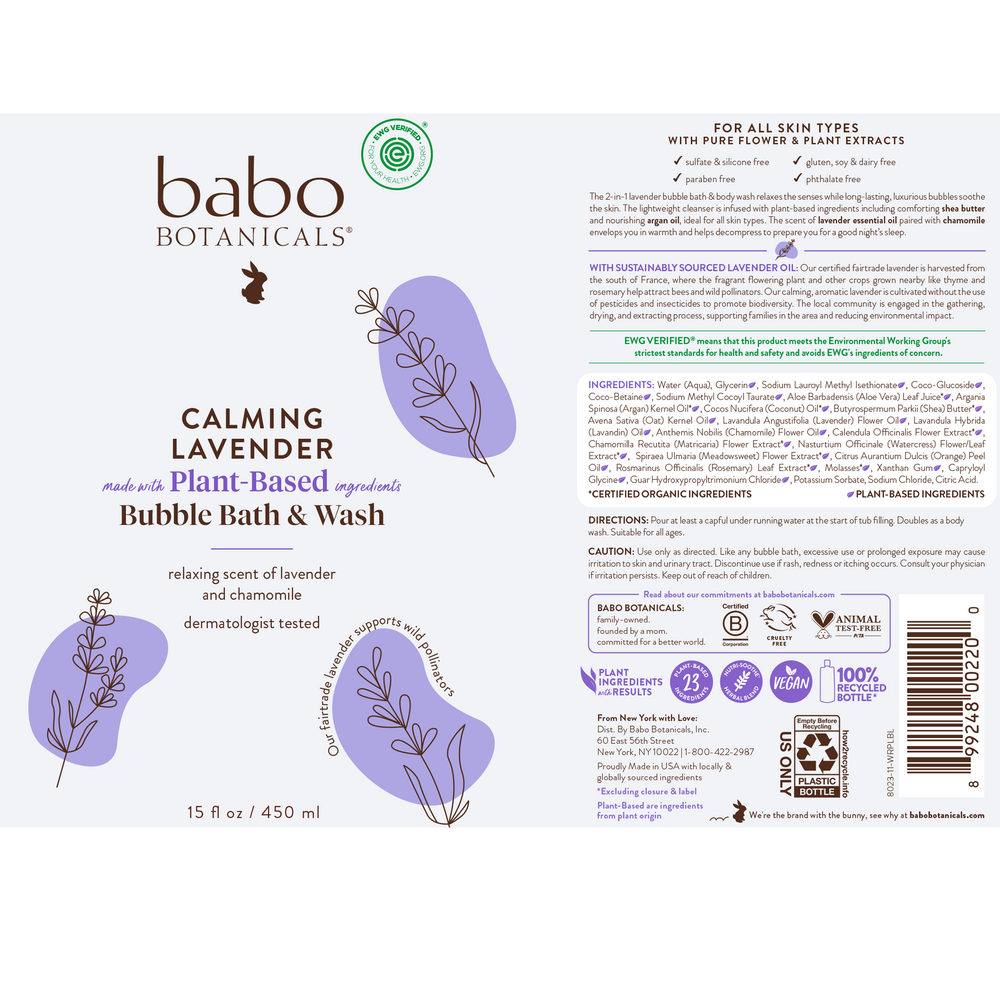 Product image for Calming Lavender Bubble Bath &amp; Wash.
