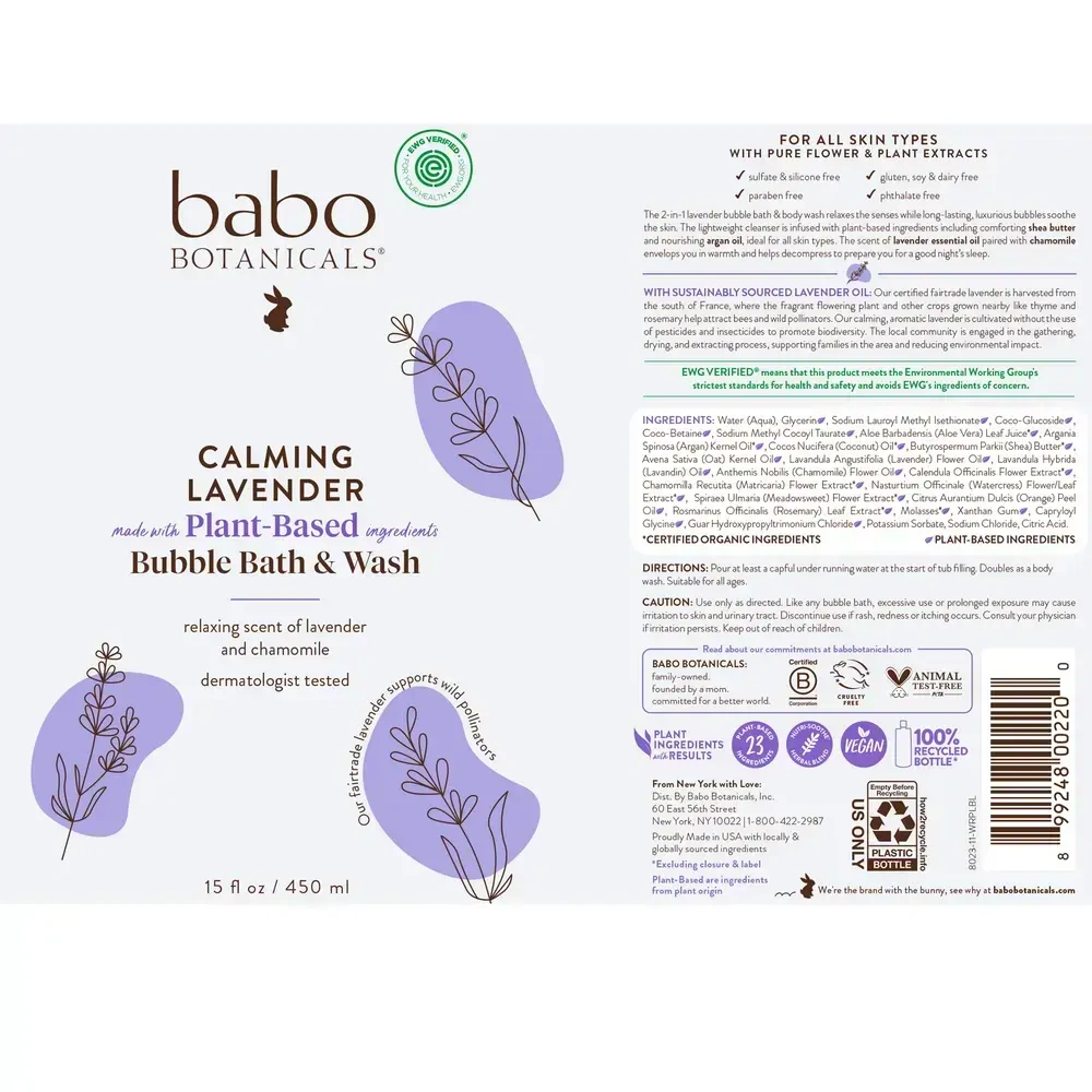 Product image for Calming Lavender Bubble Bath &amp; Wash.