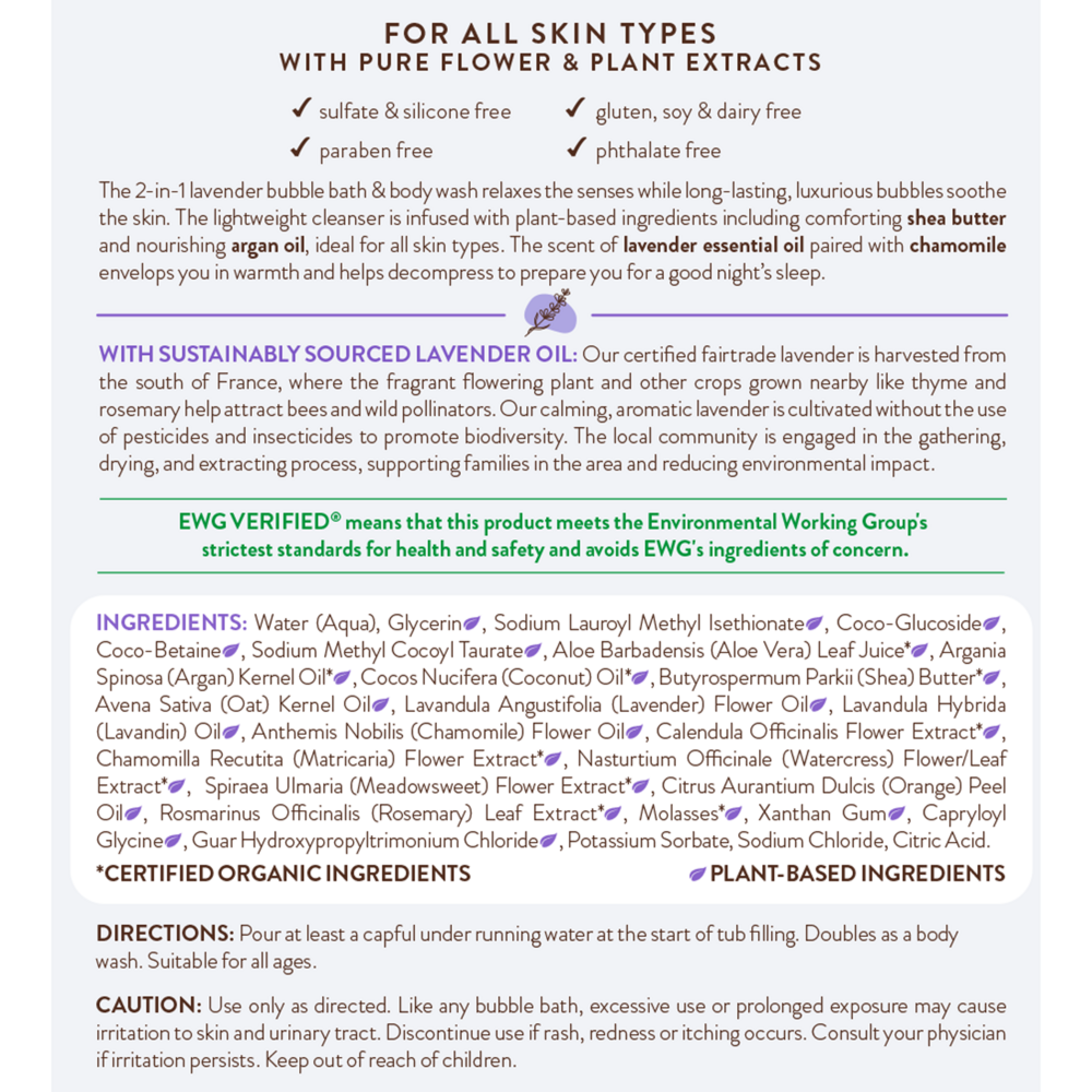 Product image for Calming Lavender Bubble Bath &amp; Wash.