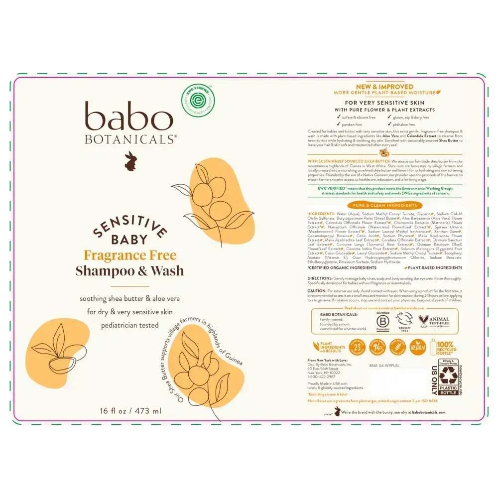 Product image for Sensitive Baby Fragrance-Free Baby Shampoo &amp; Wash.