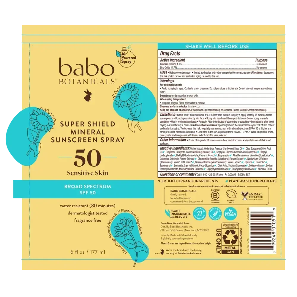 Product image for Super Shield Mineral Sunscreen Spray SPF50.