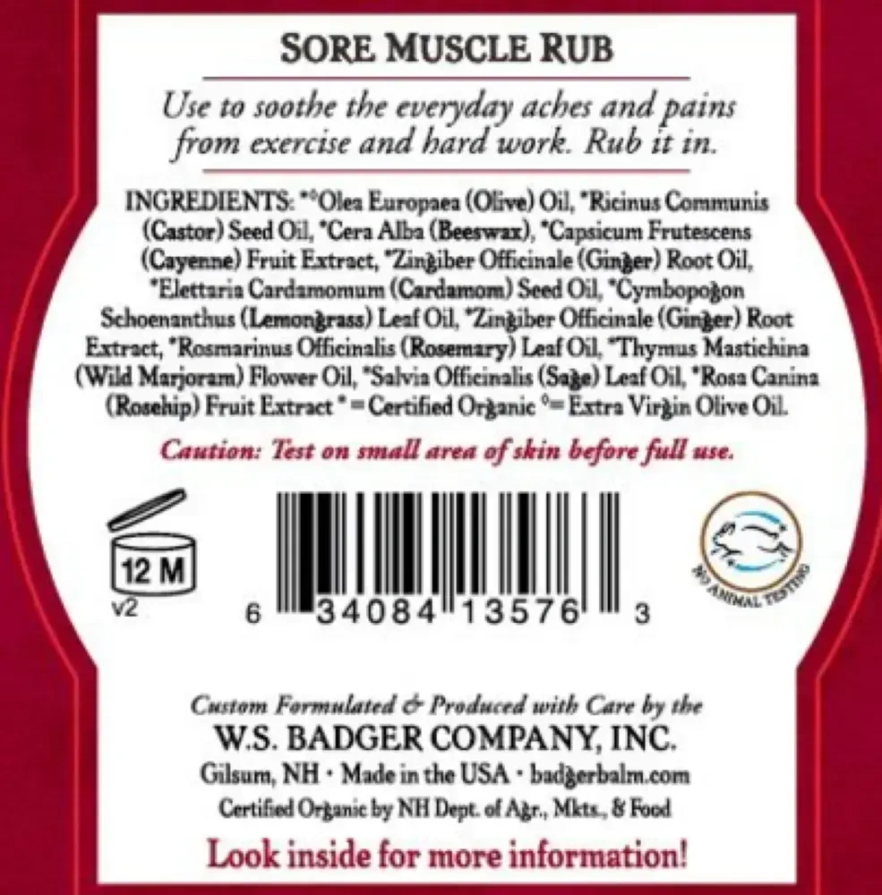 Product image for Sore Muscle Rub.