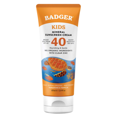 Badger SPF 40 Kids Mineral Sunscreen Cream 2.9 Ounces Badger SPF 40 Kids Mineral Sunscreen Cream 2.9 Ounces