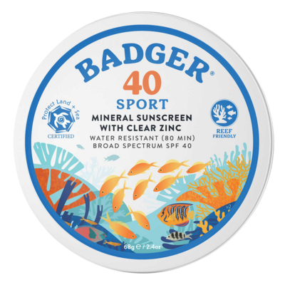 Badger SPF 40 Sport Mineral Sunscreen Tin 2.4 Ounces Badger SPF 40 Sport Mineral Sunscreen Tin 2.4 Ounces