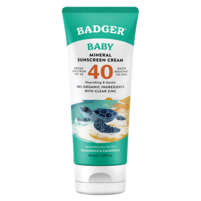 Badger SPF 40 Baby Mineral Sunscreen Cream 2.9 Ounces
