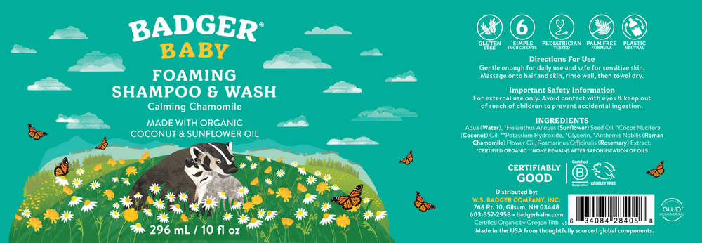 Product image for Baby Foaming Shampoo &amp; Wash, Calming Chamomile.