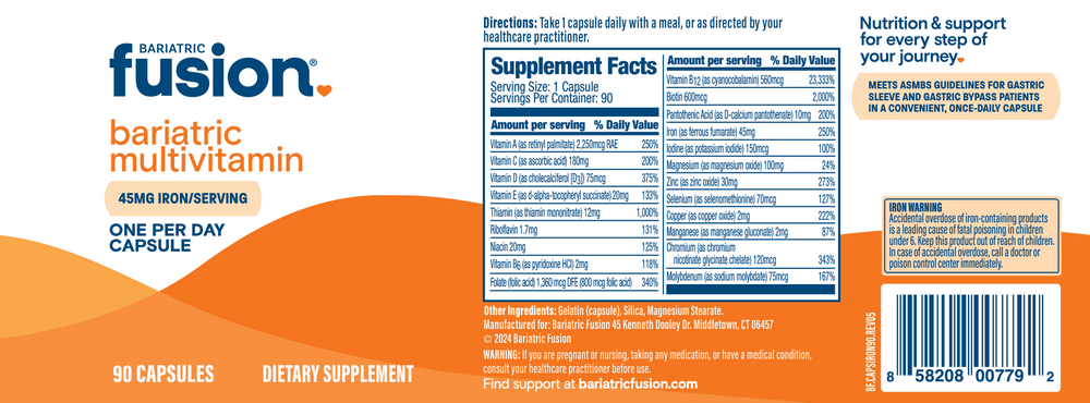 Product image for Bariatric Multivitamin with 45mg Iron.