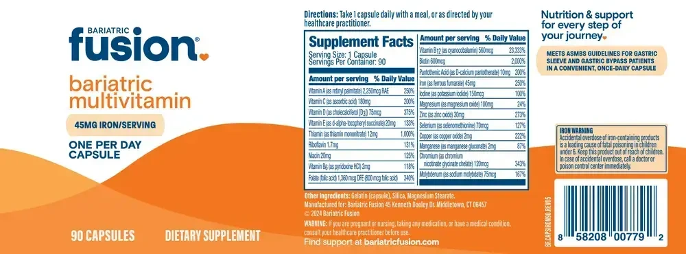 Product image for Bariatric Multivitamin with 45mg Iron.