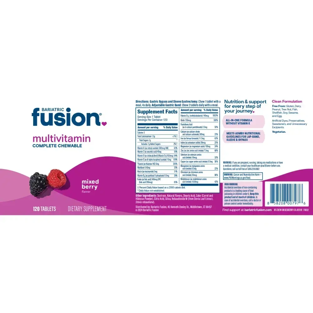 Product image for Complete Chewable Bariatric Multivitamin, Mixed Berry (California Only).