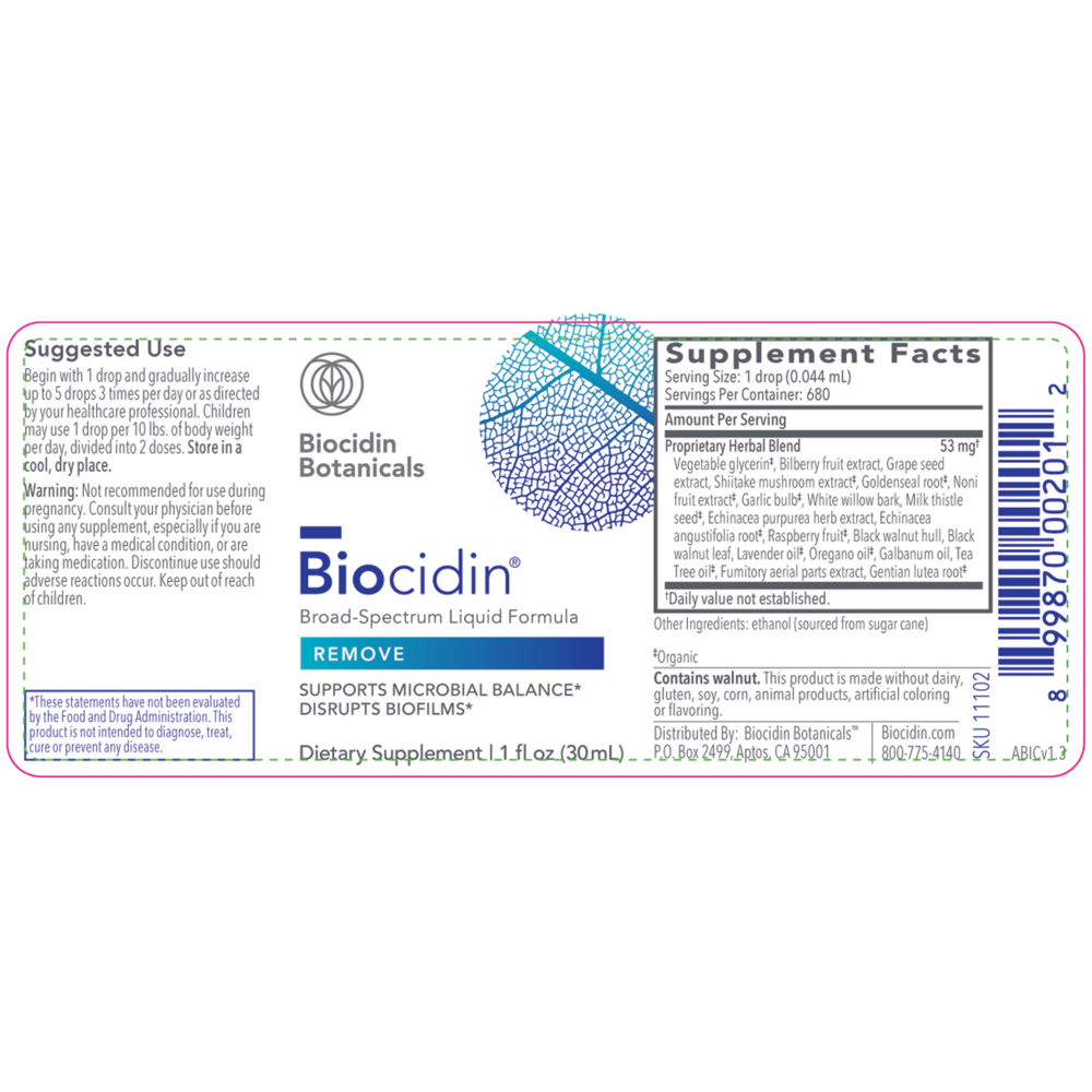 Product image for Biocidin Broad Spectrum Liquid Formula (Formerly Advanced Formula).