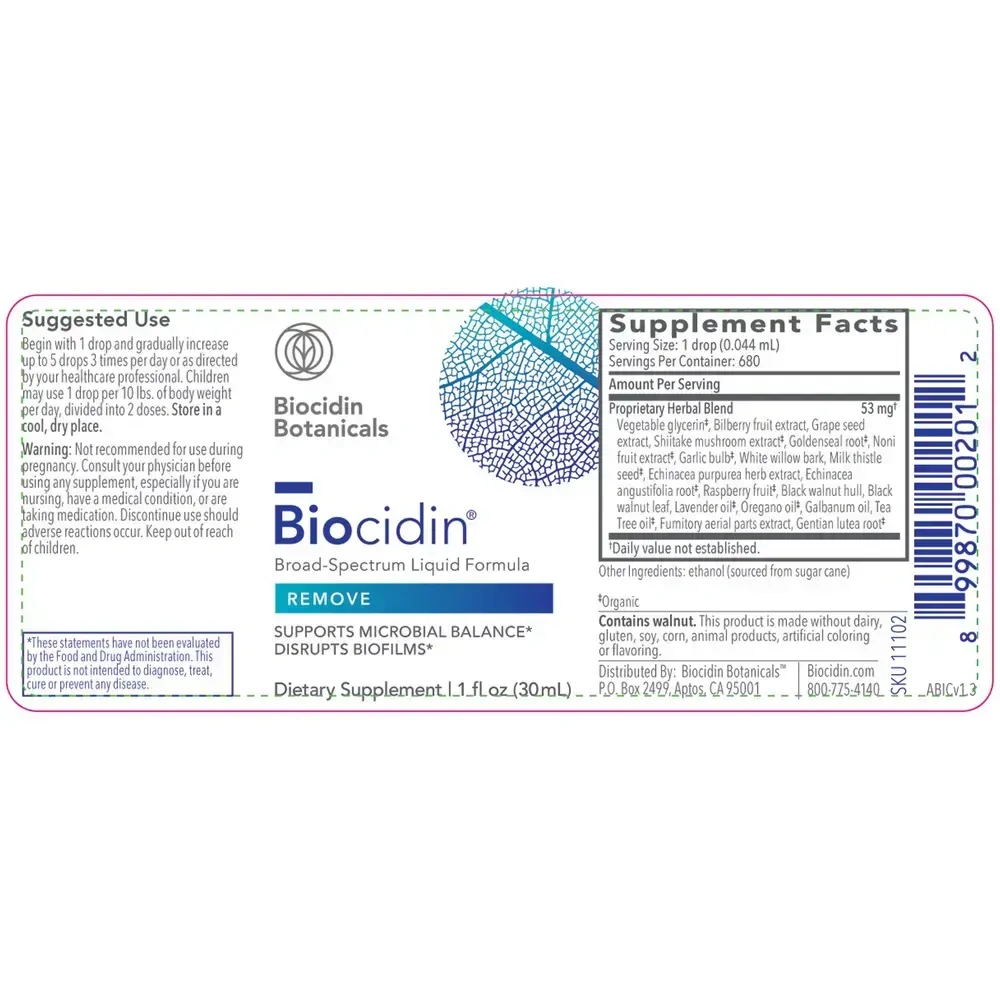 Product image for Biocidin Broad Spectrum Liquid Formula (Formerly Advanced Formula).