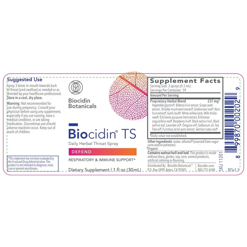 Product image for Biocidin® TS Daily Herbal Throat Spray.
