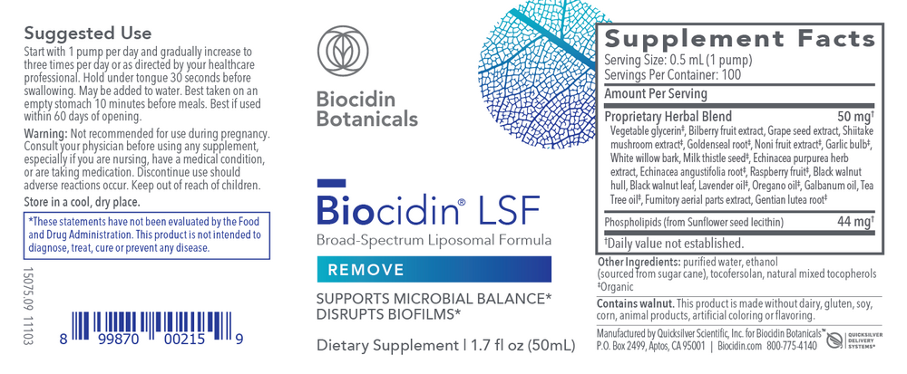 Product image for Biocidin LSF Liposomal Formula Liquid.