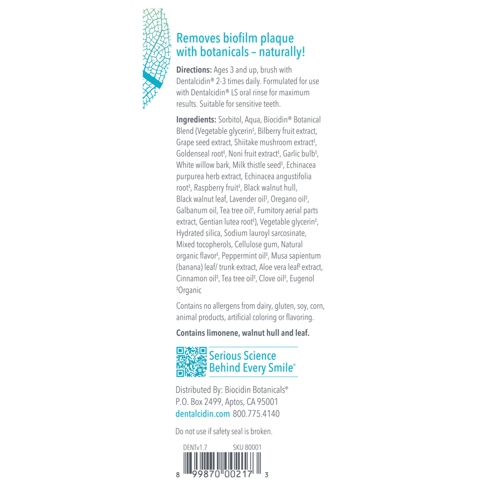 Product image for Dentalcidin Oral Microbiome Toothpaste with Biocidin.