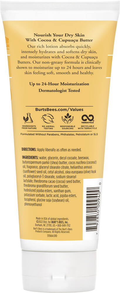 Product image for Burt's Bees Body Lotion Cocoa &amp; Cupuacu.