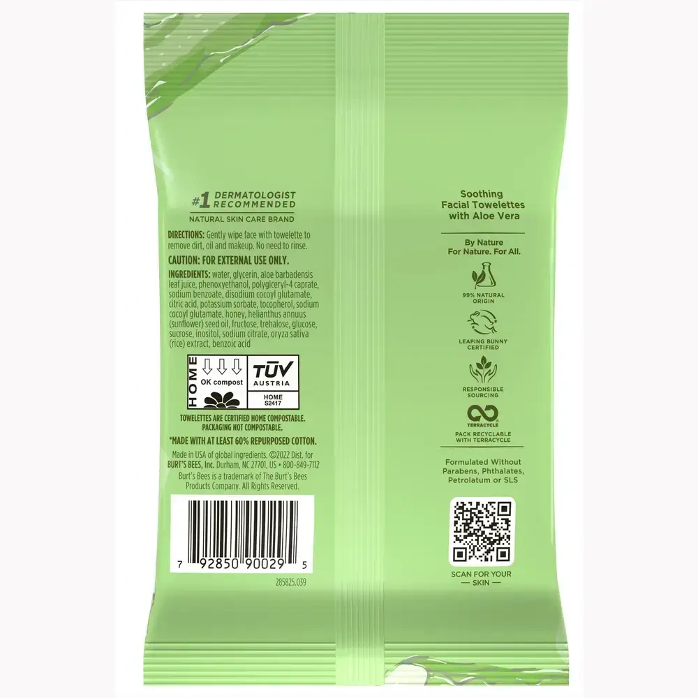 Product image for Burt's Bees Facial Cleansing Towelettes.