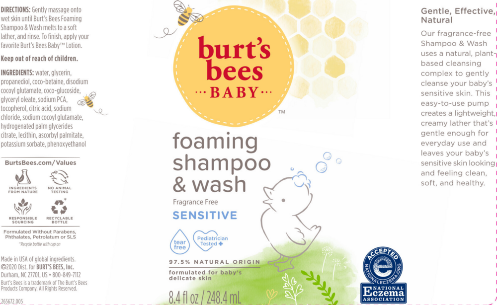 Product image for Burt's Bees Baby Bee Shampoo &amp; Wash Foam.