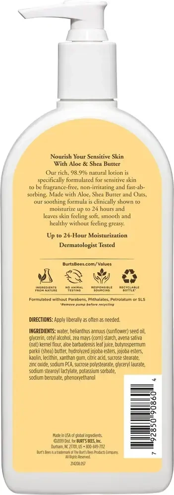 Product image for Burt's Bees Body Lotion Sensitive Aloe &amp;.