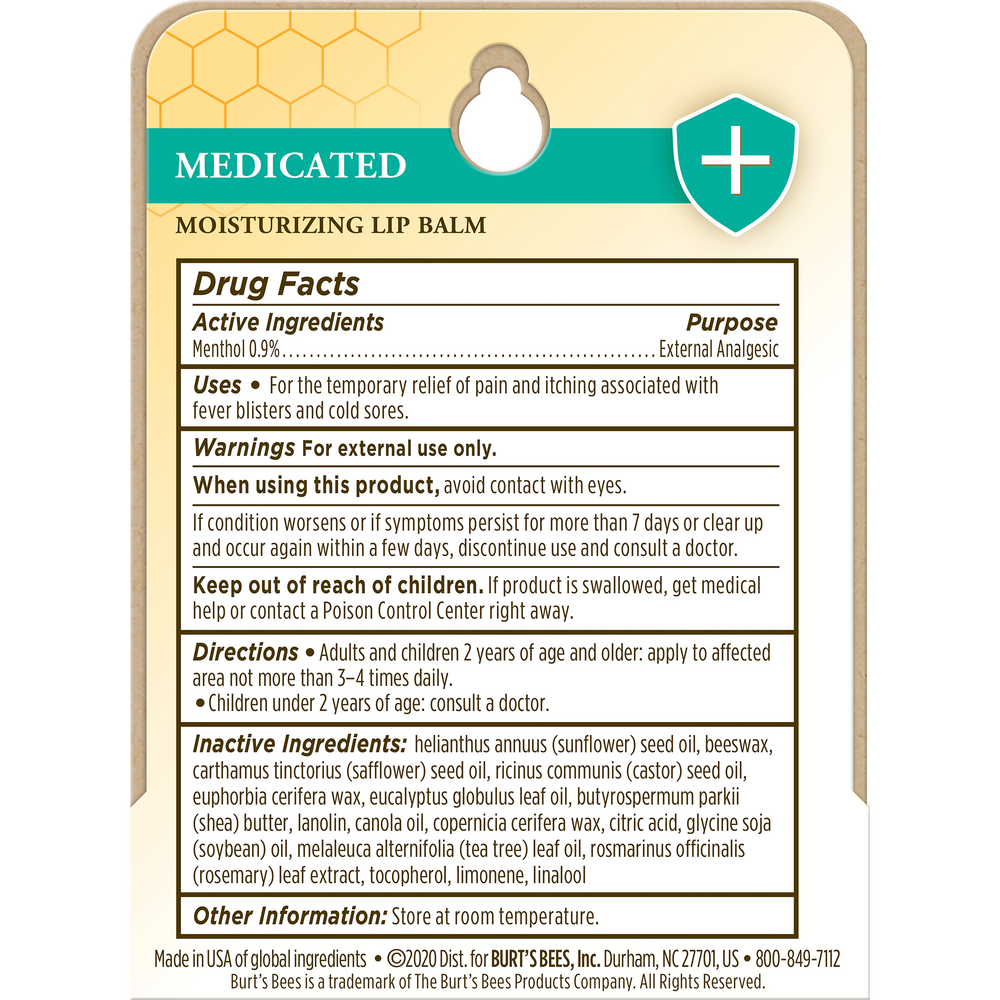 Product image for Burt's Bees Lip Balm Medicated.