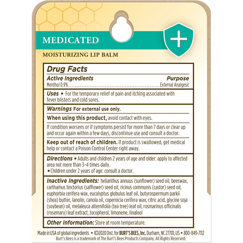 Product image for Burt's Bees Lip Balm Medicated.