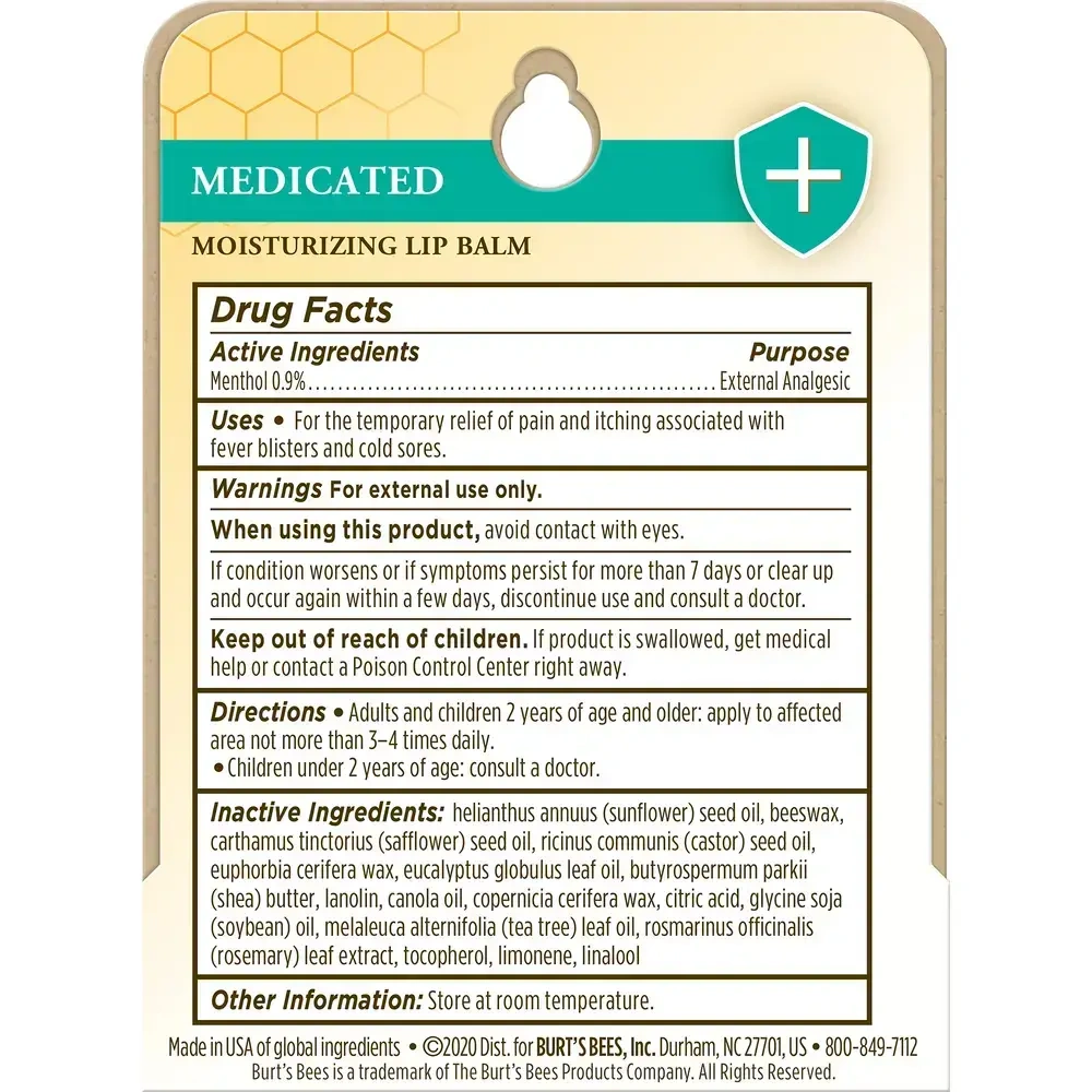 Product image for Burt's Bees Lip Balm Medicated.