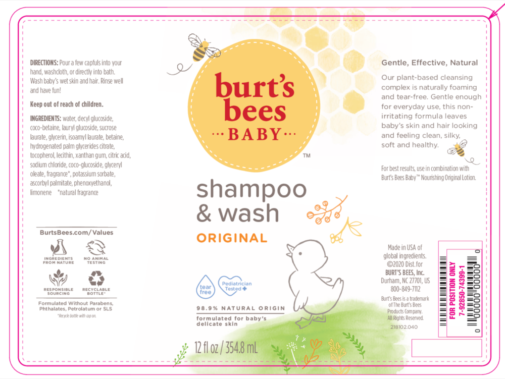 Product image for Burt's Bees Baby Shampoo &amp; Wash Original.