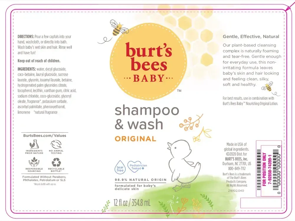 Product image for Burt's Bees Baby Shampoo &amp; Wash Original.