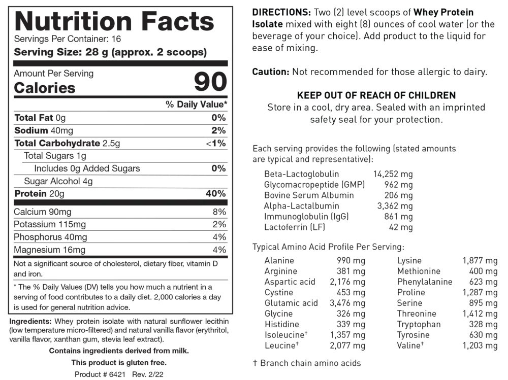 Product image for Whey Protein Isolate-Vanilla.