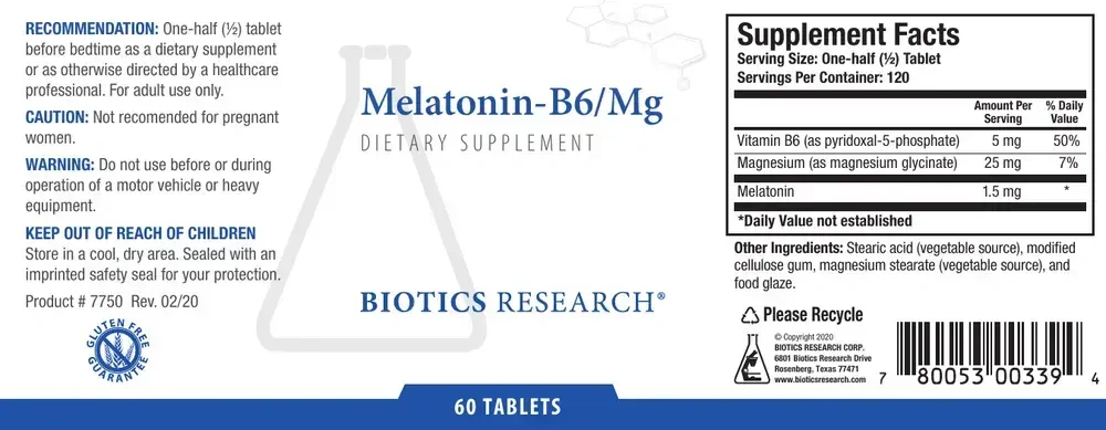 Product image for Melatonin-B6/Mg.