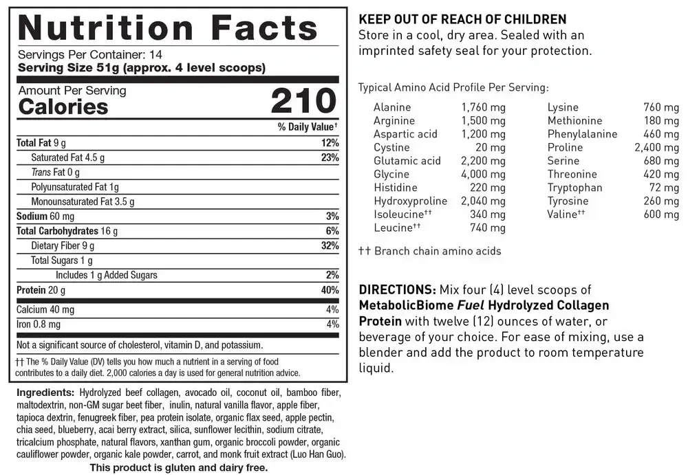 Product image for MetabolicBiome Fuel Hydrolyzed Collagen Protein, Vanilla (California Only).