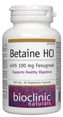 Betaine HCI with 100 mg Fenugreek 60 capsules