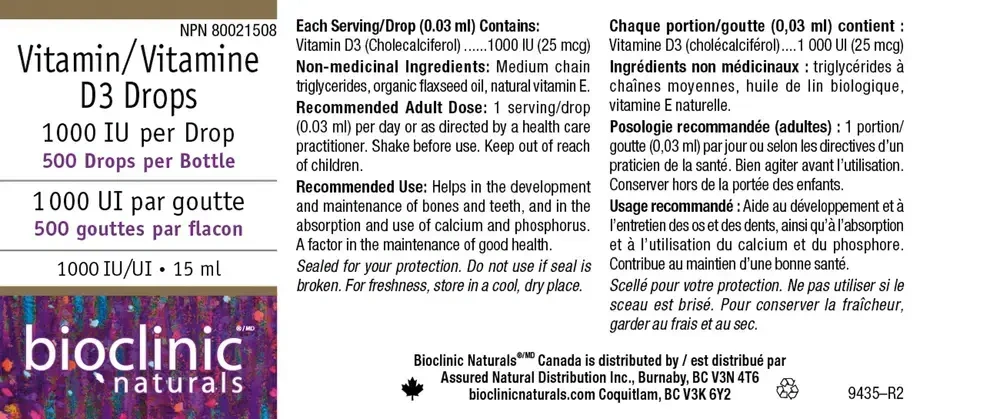 Product image for Vitamin D3 Drops 2500IU.