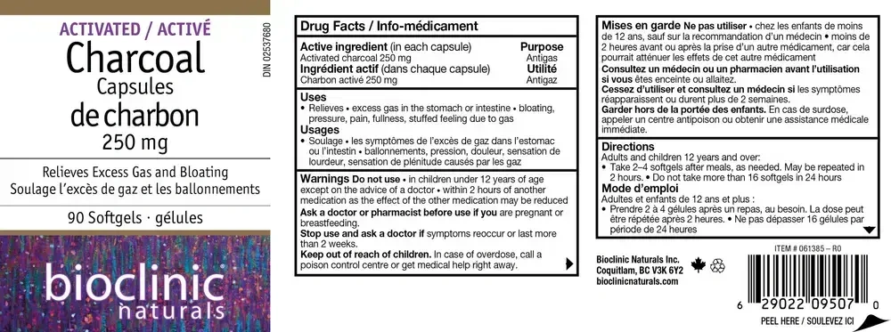 Product image for Activated Charcoal 250mg.